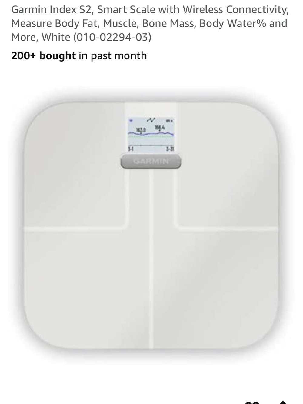 NEW in box Garmin Index S2 Smart Scale with Wireless Connectivity White - Picture 5 of 10
